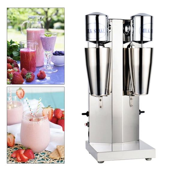 Commercial Milkshake Maker, Double Heads Electric Silent Milk Shake Machine Stainless Steel 18000RMP High Speed for Drink Mixer 110V