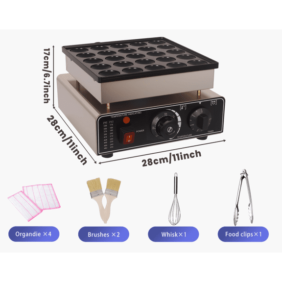 Commercial Mini Dutch Waffle Maker, 25-Cup Dorayaki Maker, Non-Stick Dutch Waffle Plates, Stainless Steel Waffle Maker, Electric Waffle Maker for Breakfast, Snacks, and Desserts