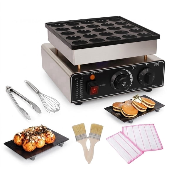 Commercial 25-Hole Mini Pancake Maker, Non-Stick Electric Griddle, 11116.7 110V 900W Easy Clean Baker Machine for Home Party Breakfast Stall Outdoor Event