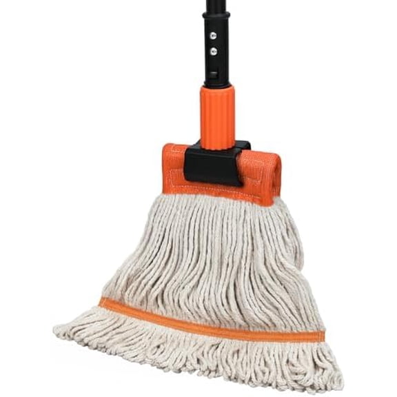 Commercial Mop, 58" Heavy Duty Industrial Mops for Floor Cleaning, String Cotton Mops Wet Mop Professional Janitor Mop for Home,Garage,Office, Workshop, Warehouse-Safety Orange