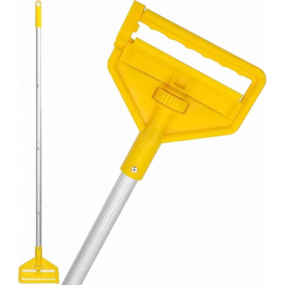 Commercial Mop Handle Heavy Duty,60" Industrial Stick,Wet Mops Head Replacement Holder for Professional/Industrial Floor Cleaning, Yellow,