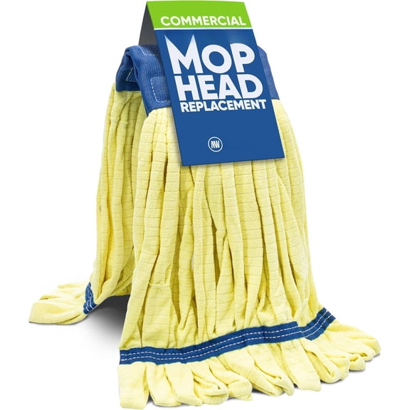 Commercial Mop Replacement - 1 Pack Large Yellow Tube Mop (18 oz.) | Industrial Wet Mops | Washable Refill, , Heavy Duty, Looped End Mopheads | Hardwood, Concrete