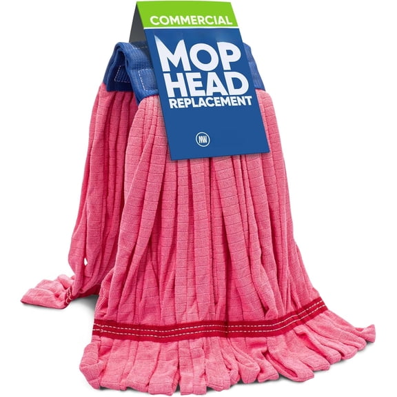 Commercial Mop Replacement - 1 Red Large Tube Mop (18 oz.) | Industrial Wet Mops | Washable Refill, , , Looped End Mopheads | | Hardwood, Concrete