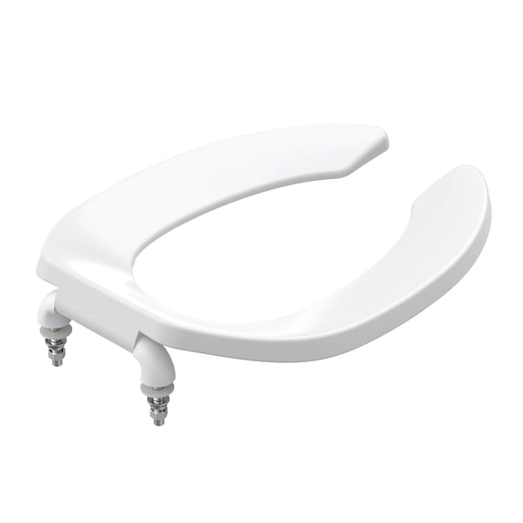 Commercial Toilet Seat Elongated 19 Inch, Soft Close Open Front Toilet Seat Heavy Duty, White