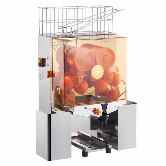 Commercial Orange Juicer Machine, 120W Automatic Extractor - 20 Oranges/Minute, Stainless Steel Squeezer with Water Tap & Filter, for Restaurant & Home Use