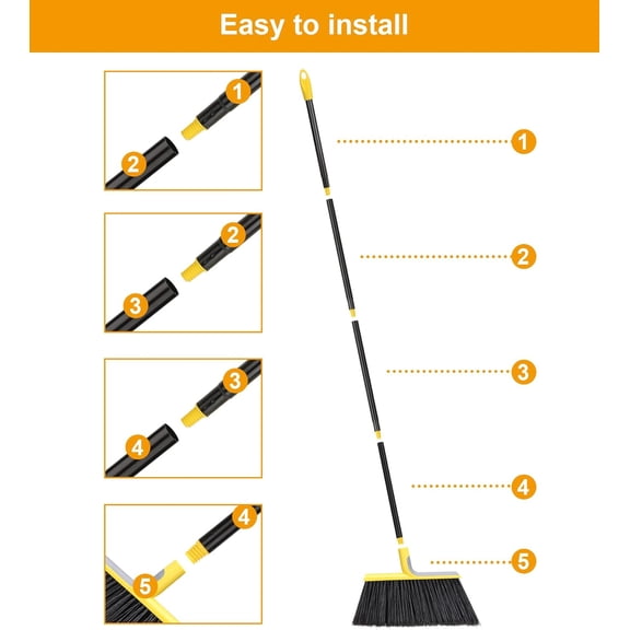 Commercial Outdoor Broom Set 4-Pack – 58-In Heavy-Duty Sweepers for Garage, Lobby, Patio, Deck, and Kitchen