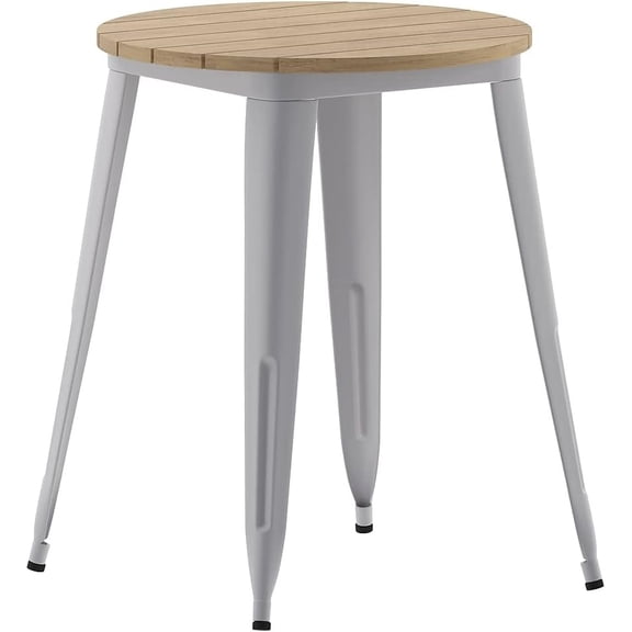 Commercial Outdoor Dining Table, All Weather Poly Resin Top with Steel Base, 23.75