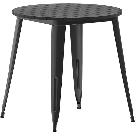 Commercial Outdoor Dining Table, All Weather Poly Resin Top with Steel Base, 30