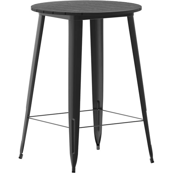 Commercial Outdoor Dining Table Bar Height, All Weather Poly Resin Top with Steel Base, 30