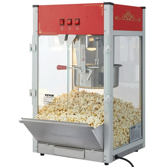 Commercial Popcorn Machine 12 Oz, 1440W Countertop Popcorn Maker with Warming Tray, 80 Cups/Batch for Theater, Parties, and Events, Stainless Steel