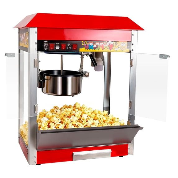 Commercial Popcorn Machine, Countertop Popcorn Maker, Popcorn Popper, 1300 W, 304 Stainless Steel, 48 Cups per Batch, Steel Frame, Theater Style Popper for Cinemas