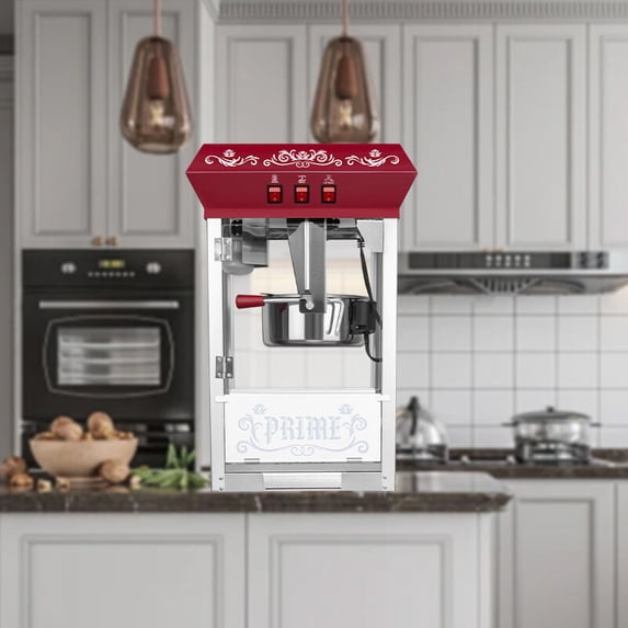 Commercial Popcorn Maker Machine,12 Ounce Kettle Stainless Steel Commercial Popcorn Machine with Tempered Glass,Warming Deck, 800W Countertop Popcorn Popper for Parties Red,