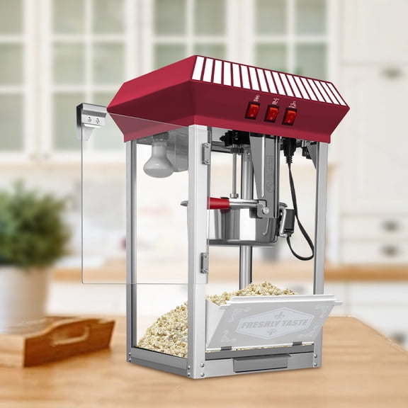 Commercial Popcorn Maker Machine,12 Ounce Kettle Stainless Steel Commercial Popcorn Machine with Tempered Glass,Warming Deck, 850W Countertop Popcorn Popper for Parties XH-P828