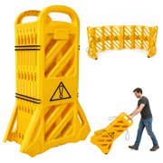 Commercial Portable Barrier, 13FT Driveway Fence Safety Barriers with Straps & Casters, Safety Barrier with Wheels for Construction Sites