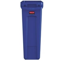 Commercial Products Slim Jim Plastic Rectangular Recycling Bin with Venting Channels 23 Gallon Blue Recycling (FG354007BLUE)