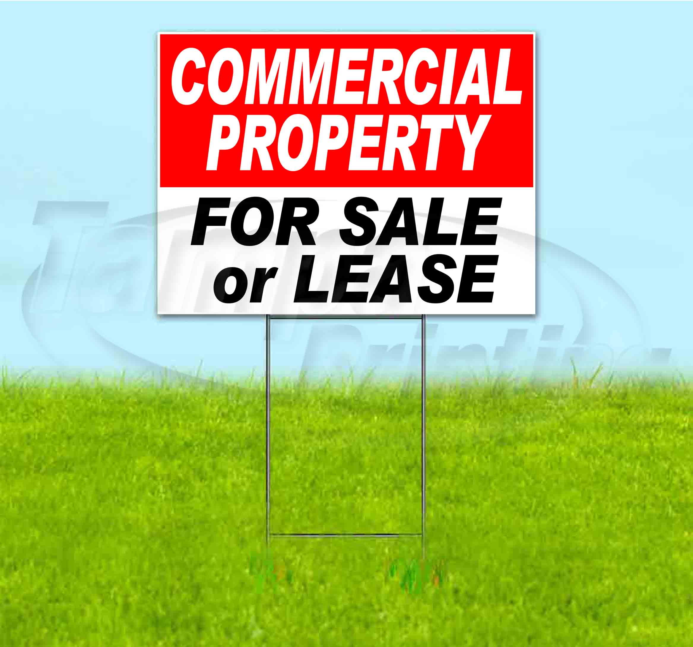 Commercial Property For Sale Or Lease (18" x 24") Yard Sign, Includes Metal Step Stake
