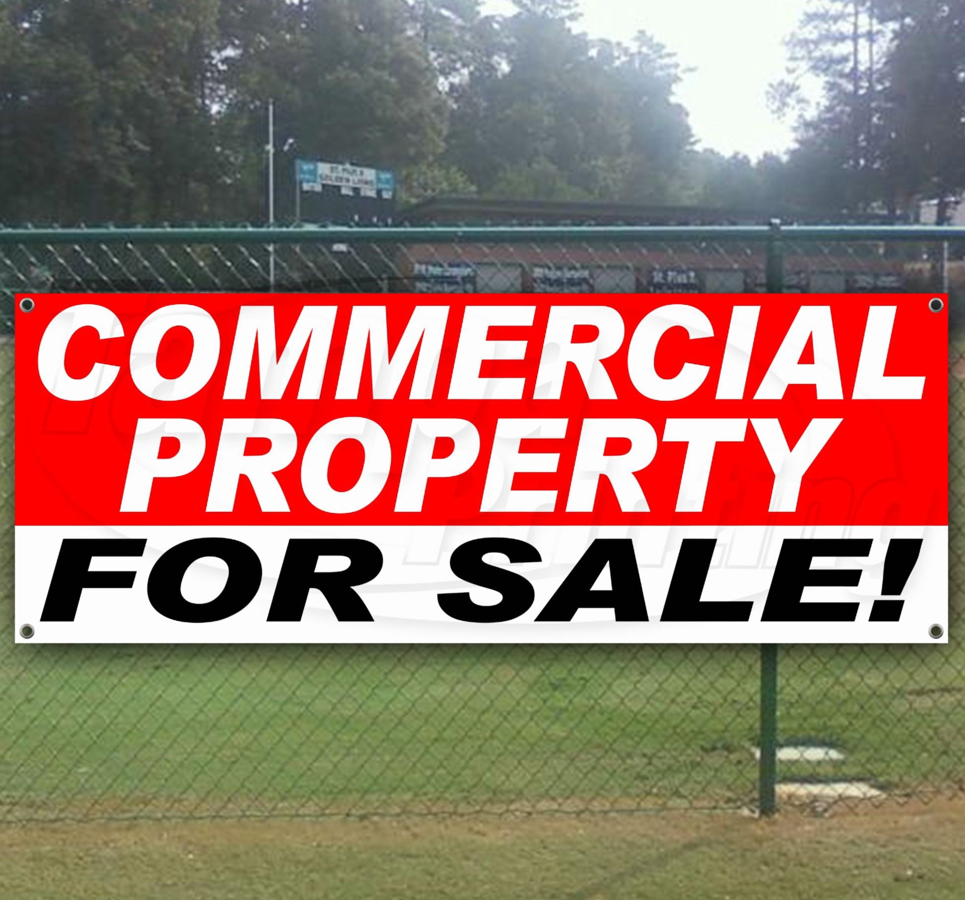 Commercial Property Sale 13 oz heavy duty vinyl banner sign with metal grommets, new, store, advertising, flag, (many sizes available)