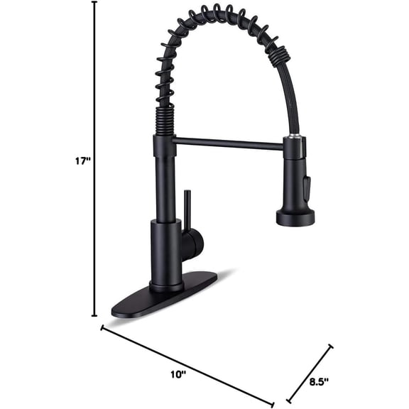 Commercial Pull-Down Kitchen Faucet, Matte Black Stainless Steel Single-Handle Spring Design for Single-Hole Sinks, Perfect for RV, Utility, Laundry & Farmhouse Kitchens