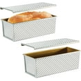 thumbnail image 1 of Commercial Pullman Loaf Pan with Lid 2.2 lb Dough Capacity Non-Stick Bakeware for Baking Bread Corrugated Bread Toast Box Mold Extra Large Loaf Pan Silver 2 pcs, 1 of 7