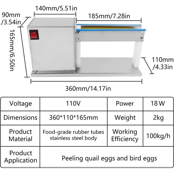 Commercial Quail Egg Peeler Machine - 300 Eggs/30 Mins, 18W Motor, 110V Stainless Steel Automatic Sheller for Home, Farm, Restaurant Use$$Home Decor, Kitchen, & Other