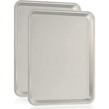 Commercial Quality Baking Sheet Pan Set, Natural Aluminum Cookie Sheet, Umite Chef Warp Resistant Nonstick Baker's Half Sheet Pan, Large Thick Cookie Tray Pans for Baking, Roasting(2 Pack, 18X13Inch)