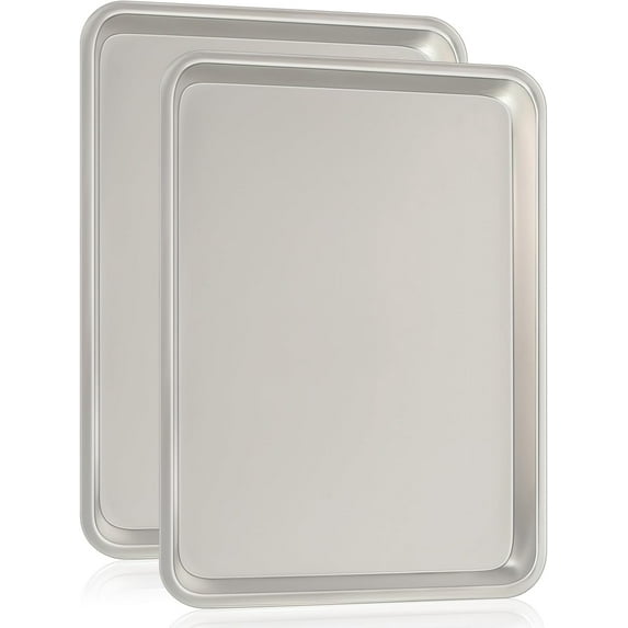 Commercial Quality Baking Sheet Pan Set, Natural Aluminum Cookie Sheet, Umite Chef Warp Resistant Nonstick Baker's Half Sheet Pan, Large Thick Cookie Tray Pans for Baking, Roasting(2 Pack, 18X13Inch)