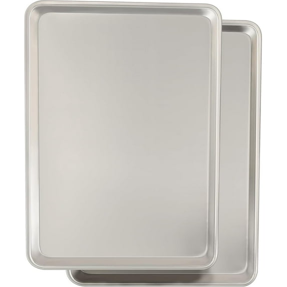 Commercial Quality Baking Sheet Pan Set, Natural Aluminum Cookie Sheet, Umite Chef Warp Resistant Baker's Half Sheet Pan, Large Thick Cookie Tray Pans for Baking, Roasting(2 Pack, 18X13In)
