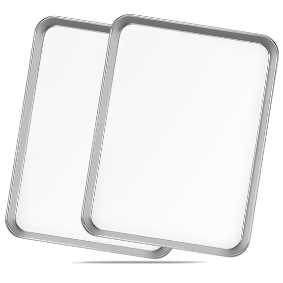 Commercial Quality Baking Sheet Pan Set, Natural Stainless Steel Cookie Sheet, Warp Resistant Nonstick Baker's Half Sheet Pan, Large Thick Cookie Tray Pans for Baking, Roasting(2 Pack, 18X13Inch)