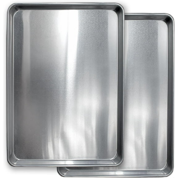 Commercial Quality Cookie Sheet Pan - 2 Pack Aluminum Half Sheet Baking Pan by pupikeji - This 18x13 Baking Sheet Set is Rust & Warp Resistant, Heavy Duty, of Thick Gauge