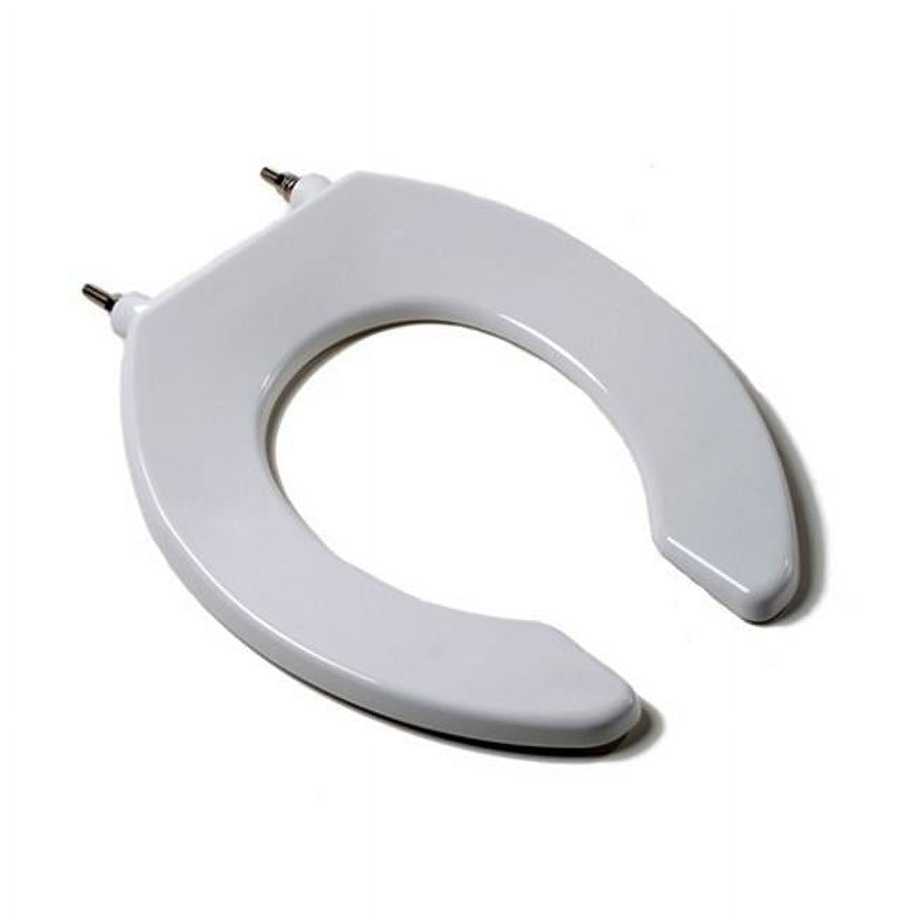 Commercial Quality Round Toilet Seat with Stainless Steel Hinges Post & Check Hinges, White
