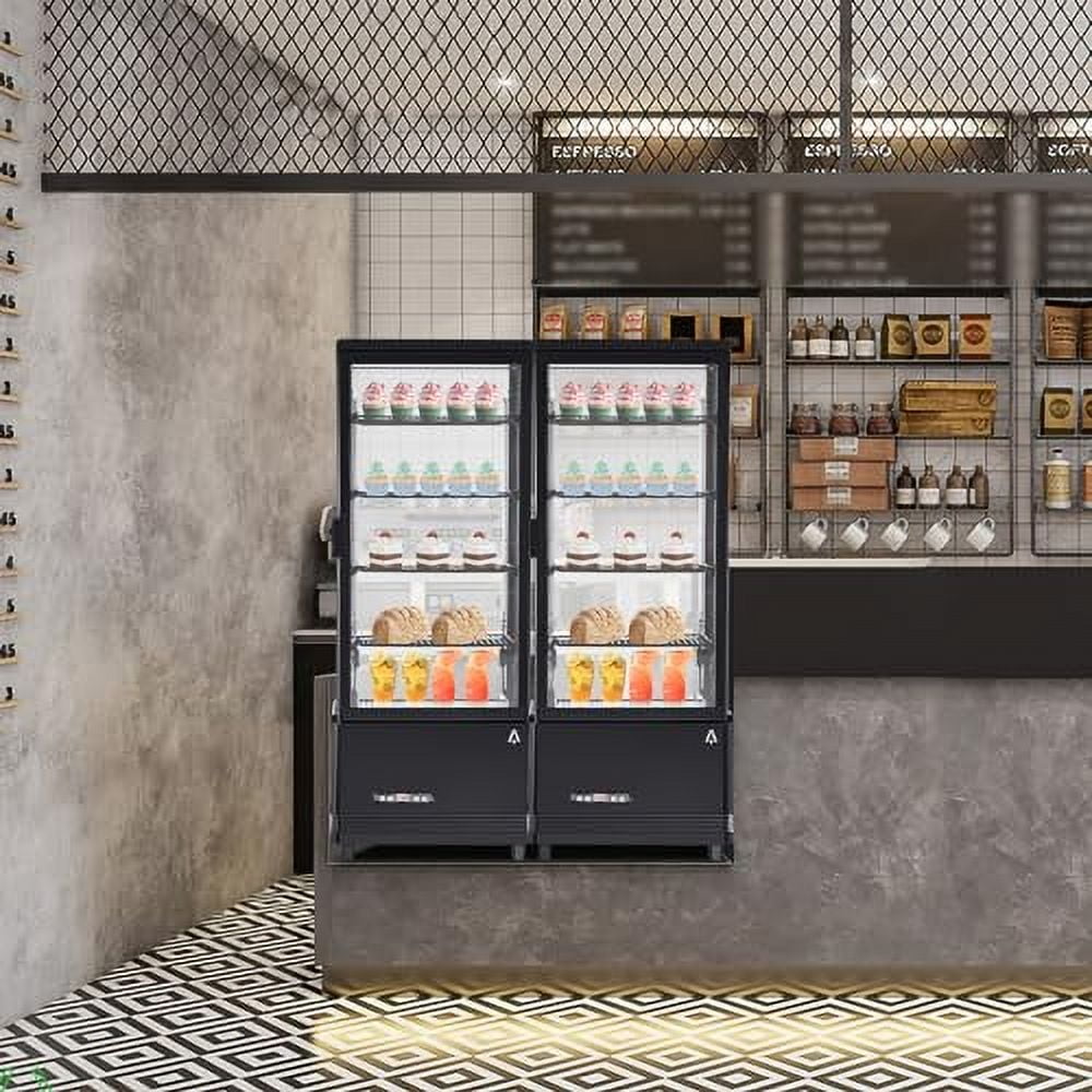 Commercial Refrigerator - 3.46 cu.ft. 98L, Upright Beverage Cooler, Countertop Design with LED Light, Ideal for Home, Store, Gym, Office, and Cafe Restaurant