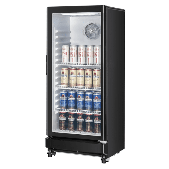 Commercial Refrigerator 5.7 CU.FT Beverage Cooler, Glass Door Display Fridge, Adjustable Shelves, Frost-Free, LED Lighting