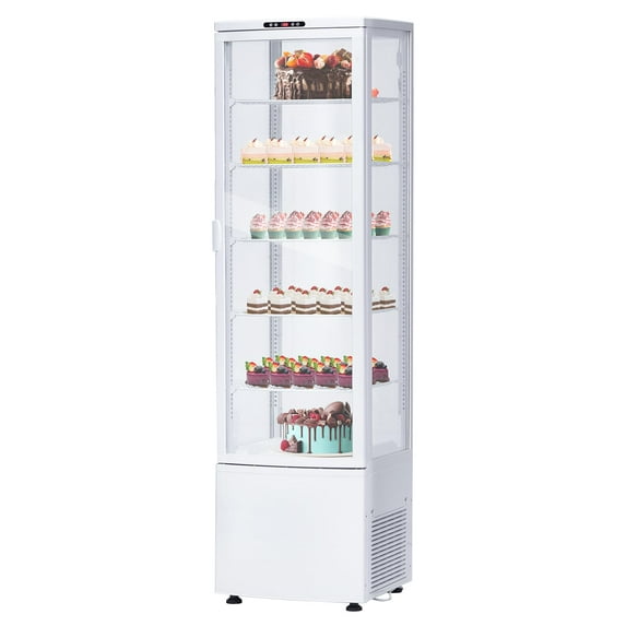 Commercial Refrigerator Display Case, 9.8 Cu.FT Display Fridge Single-Door Pastry Display Case with Interior LED Lighting, Double-Layered Glass Commercial Countertop Bakery Display Refrigerator
