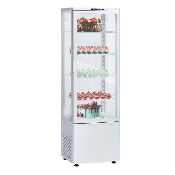 Commercial Refrigerator Display Fridge, 8.4 Cu. FT Cake Fridge Merchandiser Display Beverage Cooler for Office or Bar Double-Layered Glass, Upright Refrigerator with LED Lighting, Adjustable Shelves