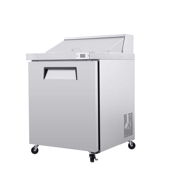 Commercial Refrigerator, Prep Work Table with Adjustable Shelf Brackets, Automatic Defrosting Function, Food Pans, Detachable Cutting Board