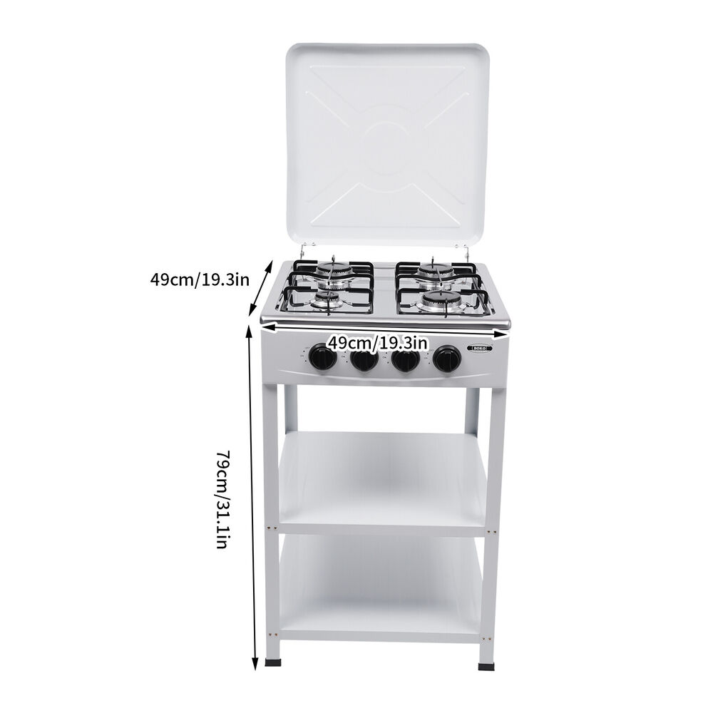 Commercial Restaurant Kitchen Stand 4-Burner Cooking Gas Stove Set With Cover