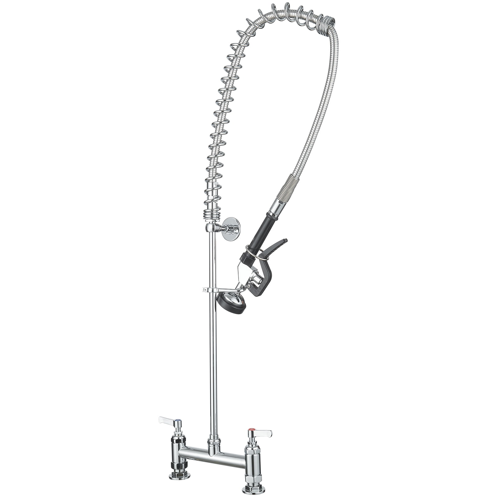 Polished Chrome Commercial Pull-Down Dual Handle Kitchen Faucet