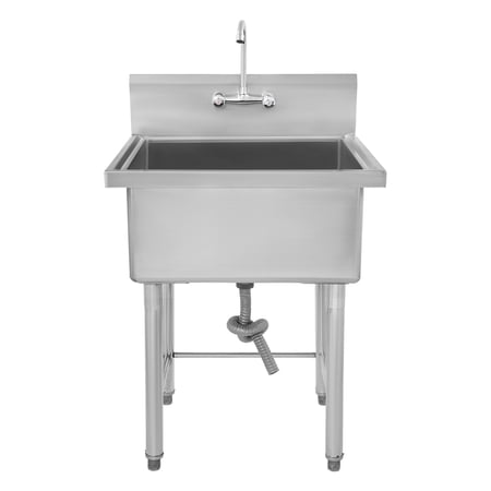 Commercial Restaurant Sink, Commercial Sink, 27x24x40.5 Inch Stainless Steel Sink, Heavy Duty Bar Sink with Legs for Kitchen
