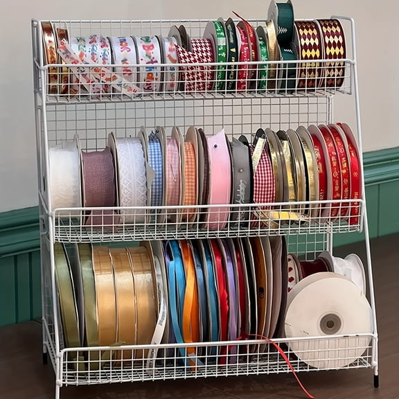 Commercial Ribbon Storage Holder for Retail Store/Studio/Home, Wrapping Paper/Shawl Display Stand Wall Mounted