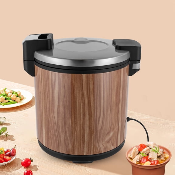 Commercial Rice Warmer, 6Gal Large Heavy Duty Rice Warmer with 2 Temperature Settings, 110V 110W Food Warmer with Rice Spoon & Flip Lid, Portable Stainless Steel Rice Cooker for Home,Catering