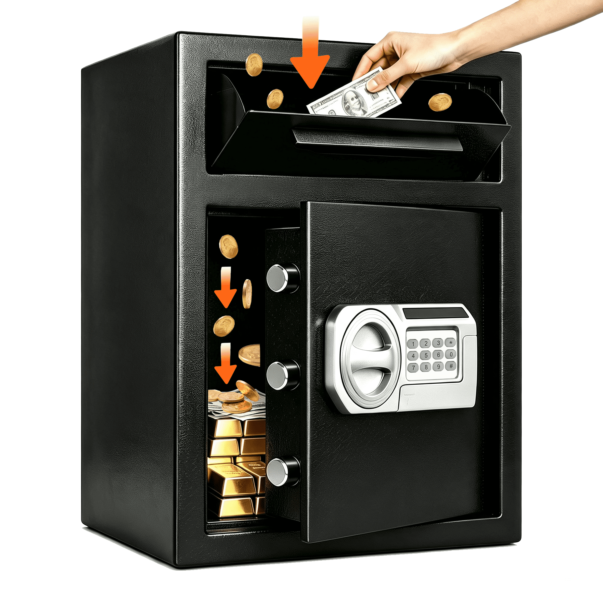 Commercial Safe With Drop Slot For Cash Deposits, Multi-Scene Safe For Office, Household & Commercial Use, Equipped With Password Lock, Emergency Override Keys