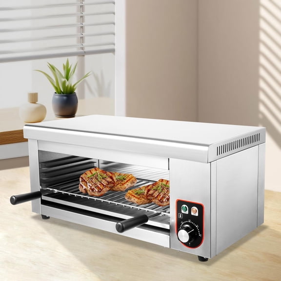 Commercial Salamander Broiler 1500W Electric Cheese Melter Toaster Salamander Broiler Countertop Grill Raclette Cheese Melter Electric 122-572F Cheesemelter Broiler for Melt Cheese Sandwiches Steaks