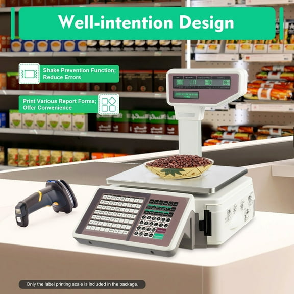 Commercial Scales Food Price Computing Digital Scales W/Dual Label Printer 110V