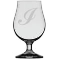 thumbnail image 1 of Commercial Script Etched Monogram Glencairn Crystal Iona Beer Glass Letter I, 1 of 1