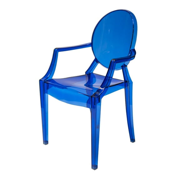 Commercial Seating Products Kage (Ghost) Polycarbonate Stackable Chair with Arms, Kid Chair-Dark Blue