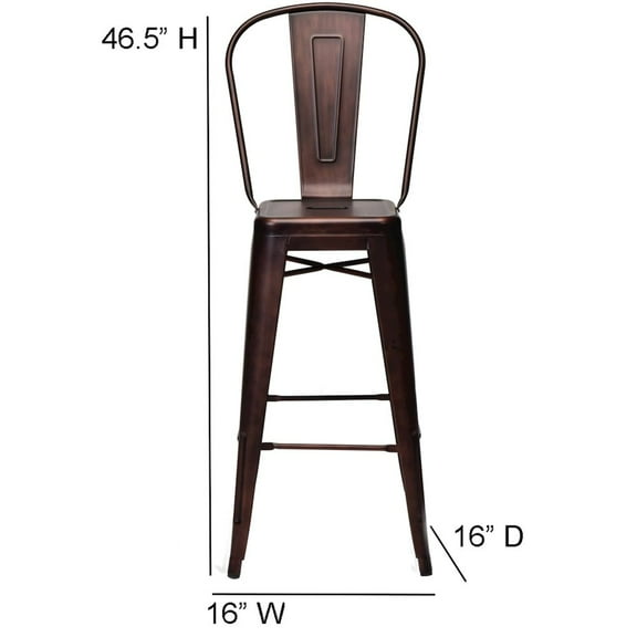Commercial Seating Products Oscar Metal Bar Stool Chairs, Rose Gold
