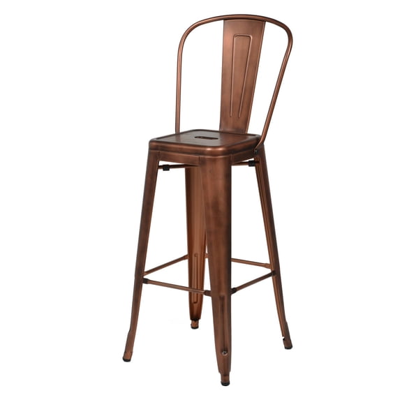 Commercial Seating Products Oscar Style Metal Patio Barstool with Back