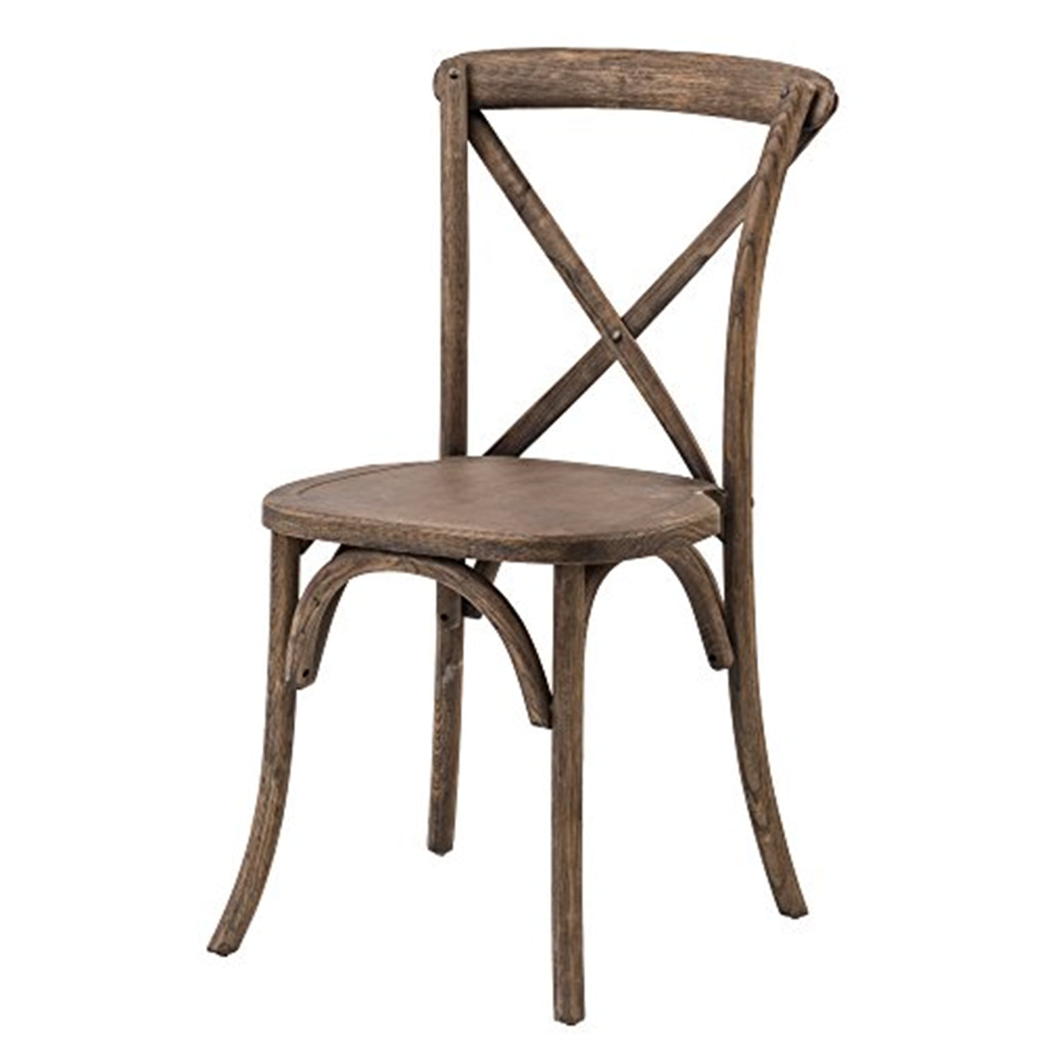 Rustic Dark Walnut Solid Wood Cross Back Dining Chair