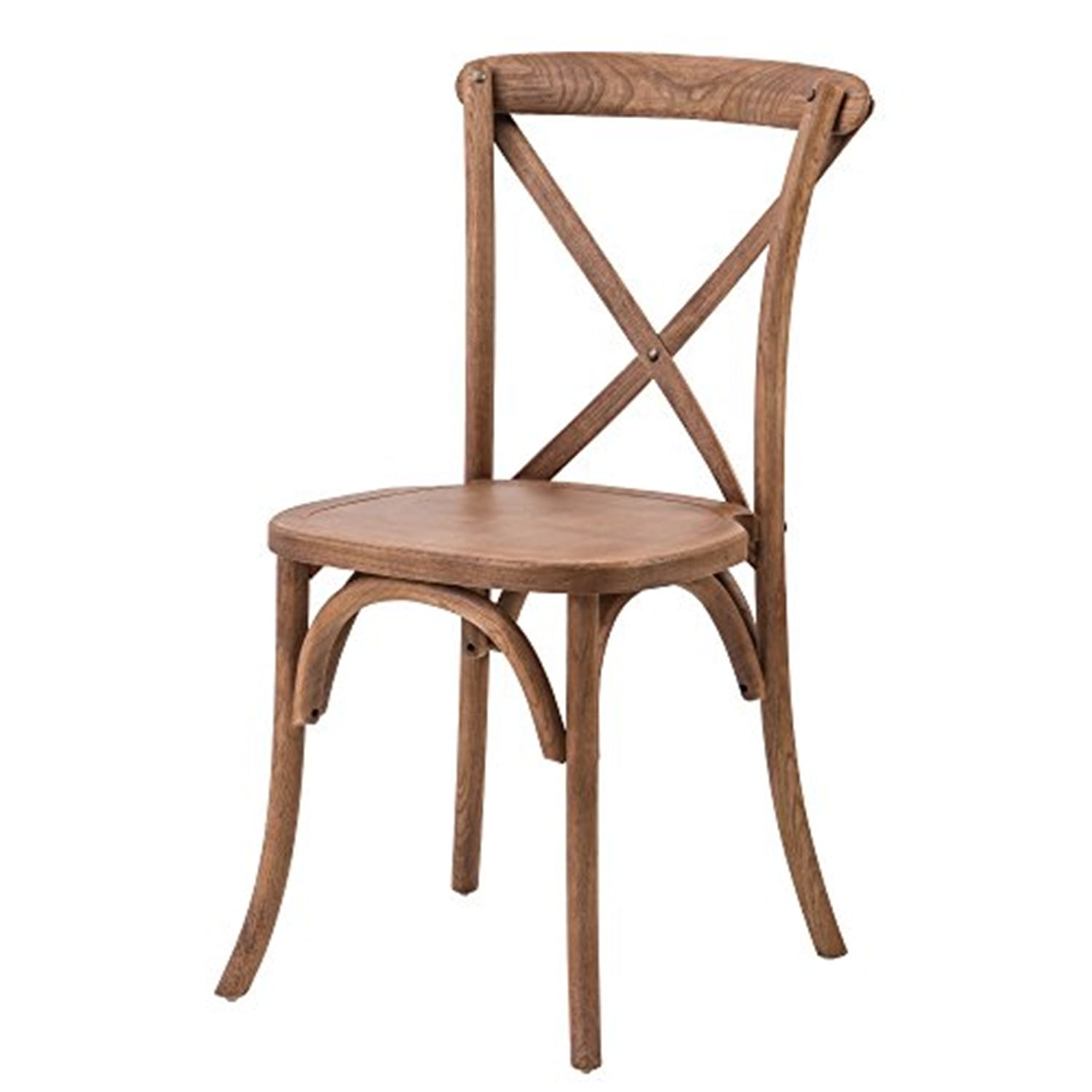 Rustic Antique Fruitwood Cross Back Dining Chair