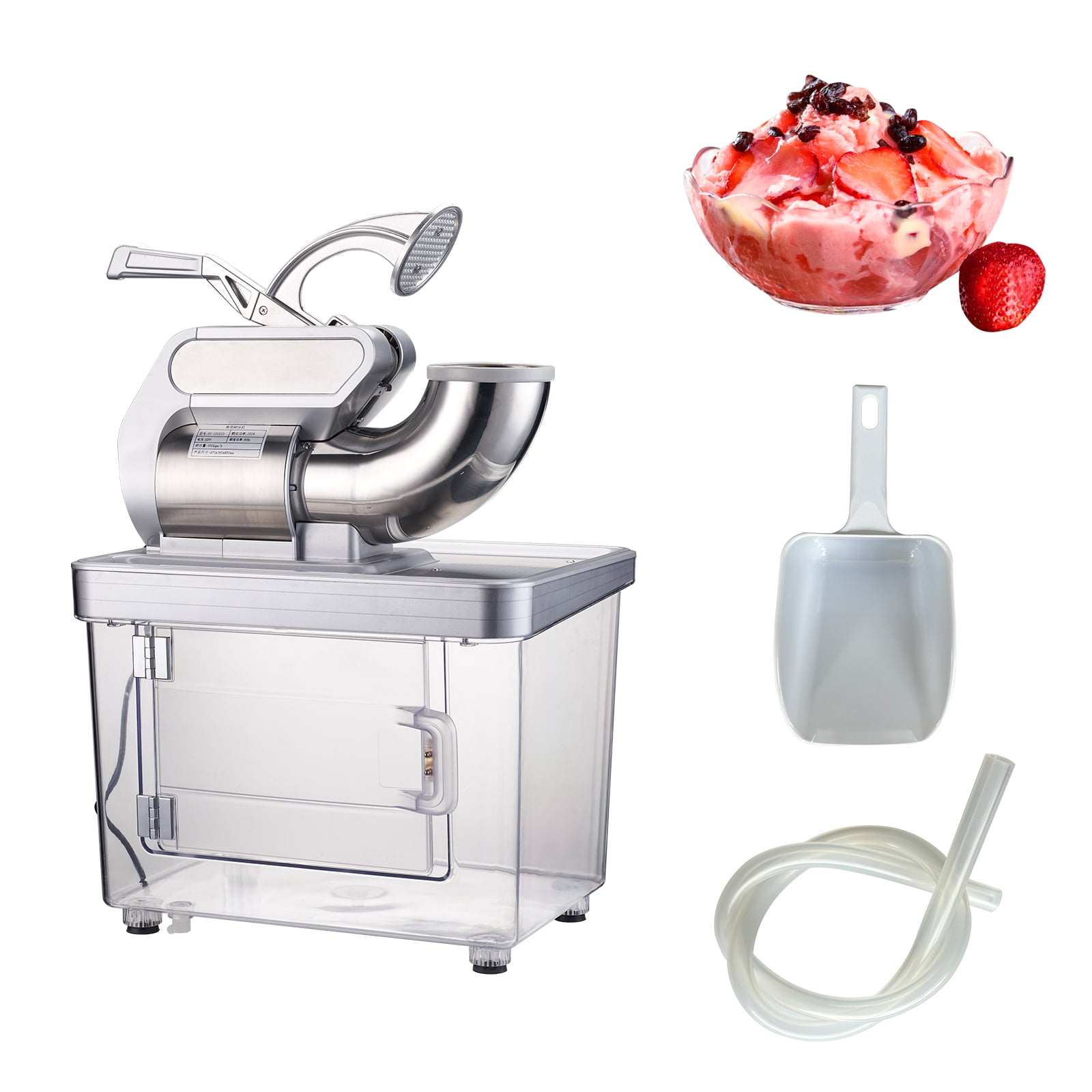 Commercial Shaved Ice Machine, 661 LBS/H 350W Electric Ice Crusher w/4 Blades & Safety On/Off Switch, Stainless Steel Snow Cone Machine with 38L Ice Storage Box for Home Restaurant Bar
